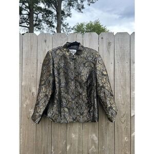 Vintage Sheri‎ Martin Jacket Top Size 16W Black Gold Silver Buttons Whimsygoth